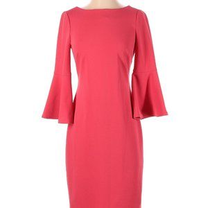 Calvin Klein Semi-Formal Dress 3/4 Length Sleeves - Red w Gold Zipper